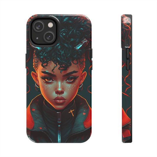 Futuristic Cyberpunk Gamer Black Anime Girl - Original Art - Tough Phone Cases, Case-Mate for iphone 6-iPhone14 Pro Max