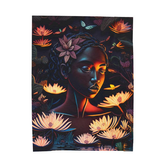 Velveteen Plush Blanket - Beautiful Spiritual Black Woman