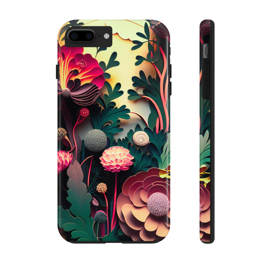 Paper Art Floral Garden Under the Moon - Original Art - Tough Phone Cases, Case-Mate for iPhone 6-iPhone through 14 Pro Max