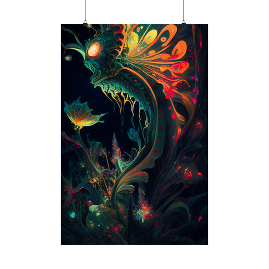Fantasy Futuristic Underwater Scene Black Light Wall Art Poster - Various Sizes