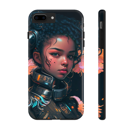 Futuristic Cyberpunk Black Anime Girl 2 - Original Art - Tough Phone Cases, Case-Mate for iPhone 6-iPhone through 14 Pro Max
